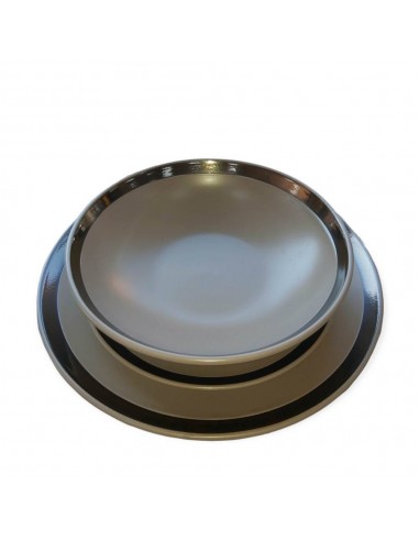 Servizio Piatti Ceramica Beige Riga Nera 18PZ