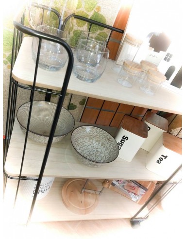 Carrello 3 ripiani in ferro e MDF 69x31cm h.78cm