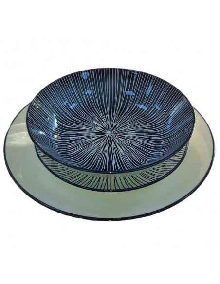 Servizio di Piatti in ceramica Stract Bianco/Blu 18PZ