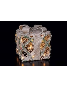 Pacco regalo Rattan 40 Led 25x25cm h.30cm