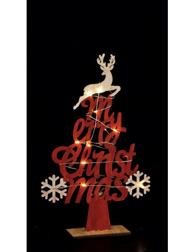 Albero MERRY CHRISTMAS in legno 12 led...