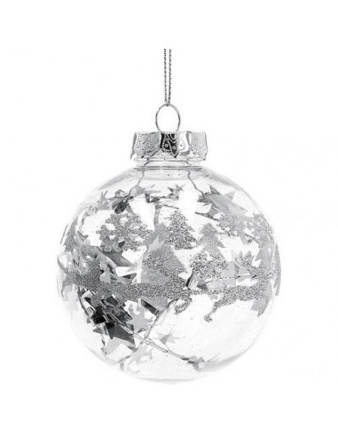 Pallina trasp. decorata Glitter diam.8cm