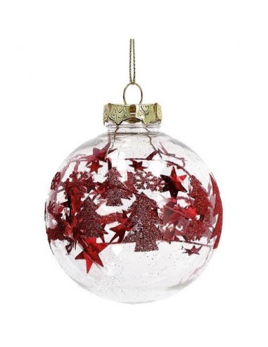 Pallina trasp. decorata Glitter diam.8cm