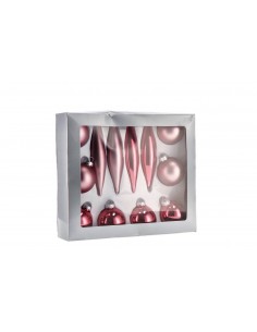 Set 12 Palline di natale in vetro Rosa Mix