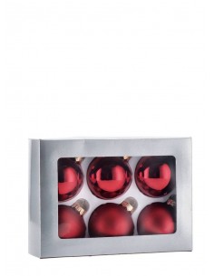 Set 6 Palline di natale in vetro Rosse diam.6cm