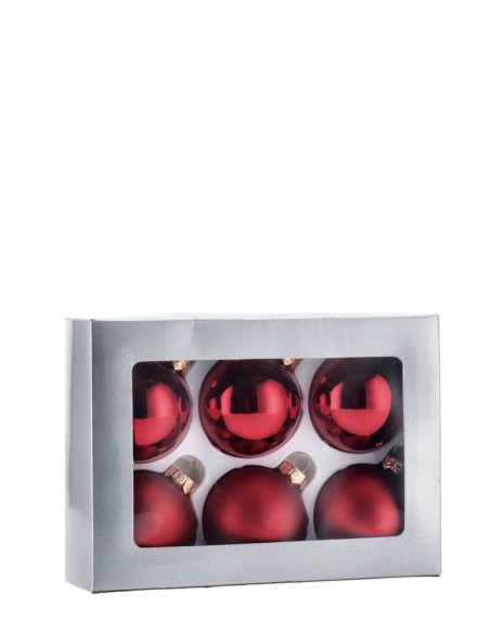 Set 6 Palline di natale in vetro Rosse diam.6cm