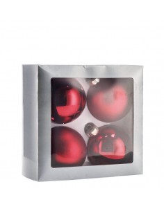 Set 4 Palline di natale in vetro Rosse diam.10cm