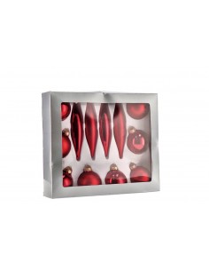 Set 12 Palline di natale in vetro Rosse Mix
