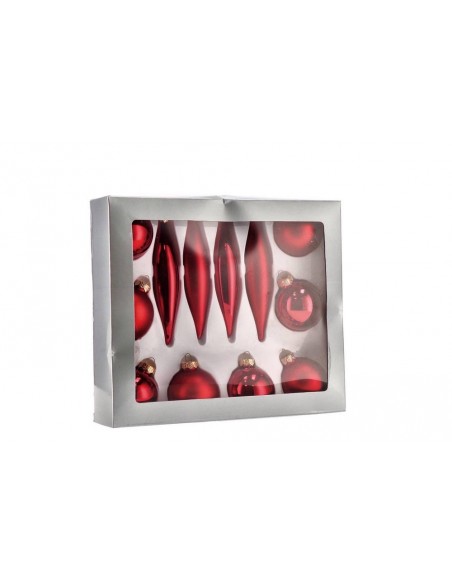 Set 12 Palline di natale in vetro Rosse Mix