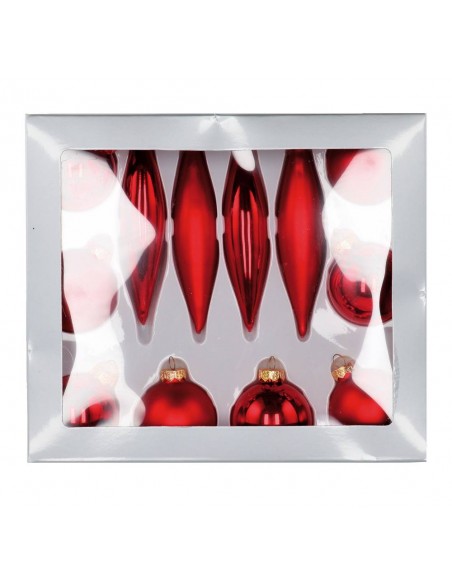 Set 12 Palline di natale in vetro Rosse Mix