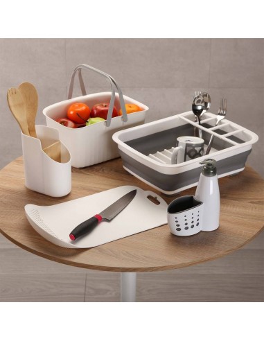 Porta Utensili 2 scomparti bambù Bianco