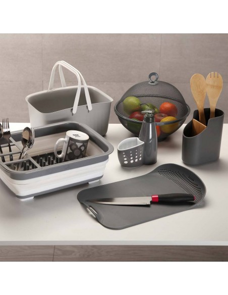 Porta Utensili 2 scomparti bambù Grigio