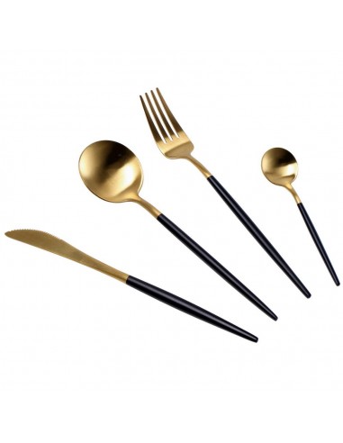 Set 4 posate JAYDEN nere e oro