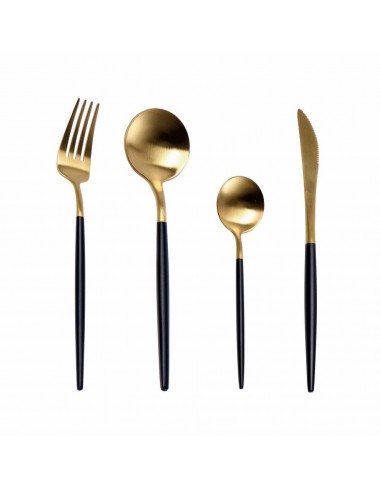 Set 4 posate JAYDEN nere e oro