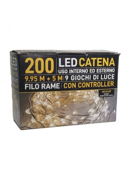 Catena 200 led da esterno bianco caldo + bianco freddo