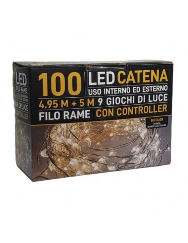 Catena 100 led da esterno bianco caldo + bianco...