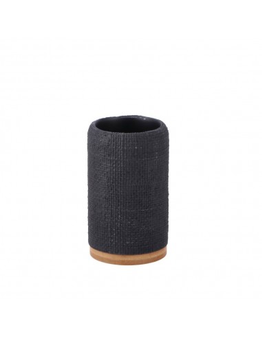 Porta spazzolini resina e bamboo diam.8cm h.13cm