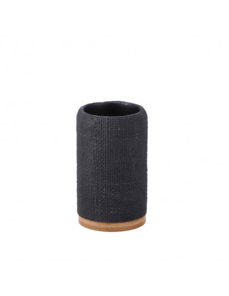 Porta spazzolini resina e bamboo diam.8cm h.13cm